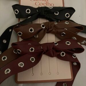 Faux leather hair bows